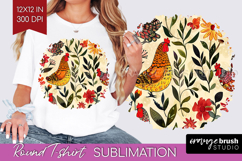 Floral Animals Round Tshirt Background - Farm Animals PNG Product Image 1