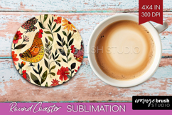 Floral Animals Round Coaster - Farm Animals Coaster PNG Product Image 1
