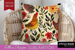 Floral Animals Pillow Sublimation - Farm Animals Pillow PNG Product Image 1
