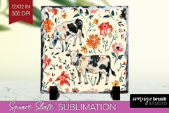 Floral Animals Slate PNG - Farm Animals Square Slate Product Image 1