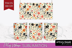 Floral Animals Mug Wrap - Farm Animals Mug PNG Sublimation Product Image 1
