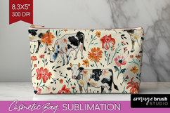 Floral Animals Cosmetic Bag - Farm Animals Makeup Bag PNG Product Image 1
