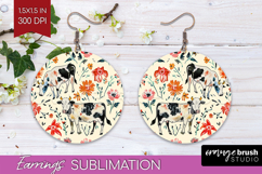 Floral Animals Round Earrings - Farm Animals PNG Sublimation Product Image 1