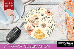 Floral Animals Car Coaster - Farm Animals Coaster PNG Product Image 1