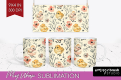 Floral Animals Mug Wrap - Farm Animals Mug PNG Sublimation Product Image 1
