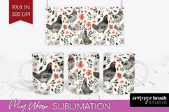 Floral Animals Mug Wrap - Farm Animals Mug PNG Sublimation Product Image 1
