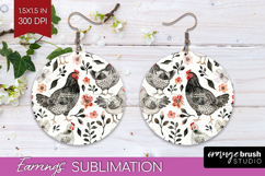 Floral Animals Round Earrings - Farm Animals PNG Sublimation Product Image 1