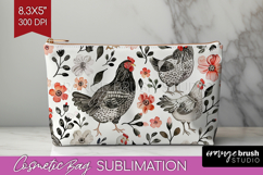 Floral Animals Cosmetic Bag - Farm Animals Makeup Bag PNG Product Image 1