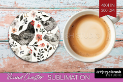 Floral Animals Round Coaster - Farm Animals Coaster PNG Product Image 1