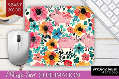 Floral Animals Mouse Pad Sublimation - Farm Animals Mousepad Product Image 1