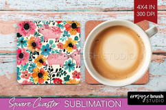 Floral Animals Square Coaster - Farm Animals Coaster PNG Product Image 1