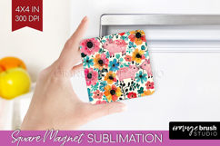 Floral Animals Magnet Sublimation - Farm Animals Square PNG Product Image 1