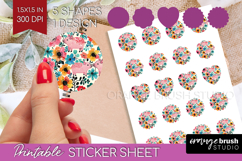 Floral Animals Round Sticker - Farm Animals Printable Sheet Product Image 1