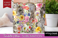 Floral Animals Tumbler Wrap - Farm Animals Tumbler PNG Product Image 1