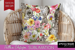 Floral Animals Pillow Sublimation - Farm Animals Pillow PNG Product Image 1