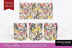Floral Animals Mug Wrap - Farm Animals Mug PNG Sublimation Product Image 1