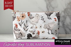 Floral Animals Cosmetic Bag - Farm Animals Makeup Bag PNG Product Image 1