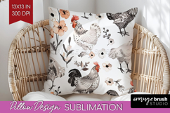 Floral Animals Pillow Sublimation - Farm Animals Pillow PNG Product Image 1