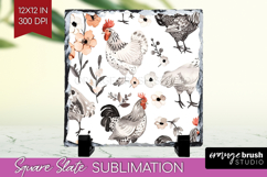 Floral Animals Slate PNG - Farm Animals Square Slate Product Image 1