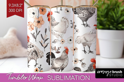 Floral Animals Tumbler Wrap - Farm Animals Tumbler PNG Product Image 1
