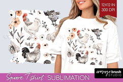 Floral Animals Square Tshirt Background - Farm Animals PNG Product Image 1
