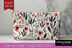 Floral Animals Cosmetic Bag - Farm Animals Makeup Bag PNG Product Image 1