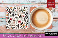 Floral Animals Square Coaster - Farm Animals Coaster PNG Product Image 1