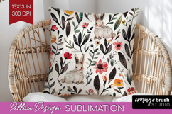Floral Animals Pillow Sublimation - Farm Animals Pillow PNG Product Image 1