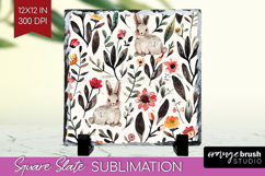 Floral Animals Slate PNG - Farm Animals Square Slate Product Image 1