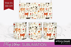 Floral Animals Mug Wrap - Farm Animals Mug PNG Sublimation Product Image 1