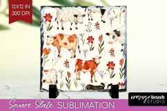 Floral Animals Slate PNG - Farm Animals Square Slate Product Image 1