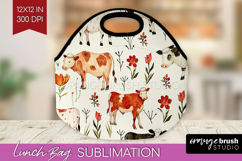 Floral Animals Lunch Bag - Farm Animals Lunch Bug PNG Product Image 1