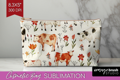 Floral Animals Cosmetic Bag - Farm Animals Makeup Bag PNG Product Image 1