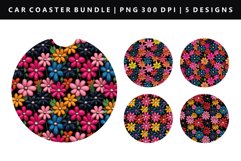 Flower Keychain And Car Coaster Sublimation Design Product Image 1