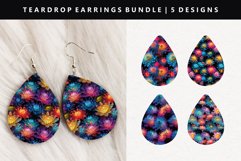 Flower Teardrop Earring Sublimation PNG Design Product Image 1