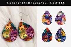 Flower Teardrop Earring Sublimation PNG Bundle Product Image 2