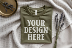 Folded Bella Canvas 3001 Flat Lay T-Shirt Mockup Product Image 1