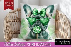 French Bulldog St. Patricks Day Dog Pillow Sublimation Dog Product Image 1