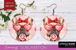 French Bulldog Valentine Round Earrings Valentines Day PNG Product Image 1