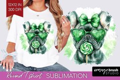 French Bulldog St. Patricks Day Dog Round Tshirt Background Product Image 1