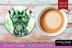 French Bulldog St. Patricks Day Dog Round Coaster Dog PNG Product Image 1
