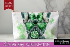French Bulldog St. Patricks Day Dog Cosmetic Bag Dog Makeup Product Image 1