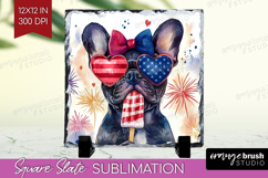 French Bulldog Dog Slate PNG 4th Of July Square Slate Product Image 1