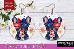 French Bulldog Dog Round Earrings 4th Of July PNG Product Image 1