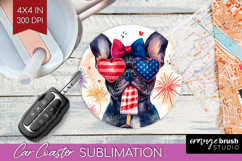 French Bulldog Dog Car Coaster 4th Of July Coaster PNG Product Image 1