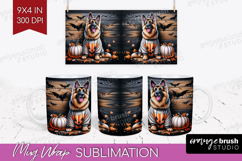 German Shepherd Dog Mug Wrap Halloween Mug PNG Sublimation Product Image 1