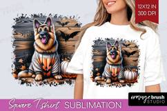 German Shepherd Dog Square Tshirt Background Halloween PNG Product Image 1