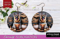 German Shepherd Dog Round Earrings Halloween PNG Sublimation Product Image 1