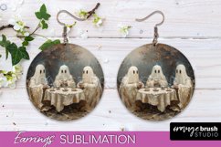 Halloween Earrings - Cute Ghost Round Earring Sublimation Product Image 1