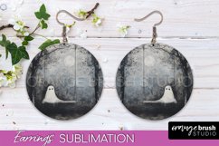 Halloween Earrings - Cute Ghost Round Earring Sublimation Product Image 1